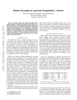 Robotic Perception in Agri-food Manipulation: A Review