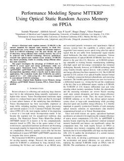 Performance Modeling Sparse MTTKRP Using Optical Static Random Access
  Memory on FPGA