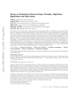 Survey on Evolutionary Deep Learning: Principles, Algorithms,
  Applications and Open Issues