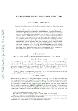 Exchangeable Laws in Borel Data Structures