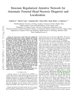 Structure Regularized Attentive Network for Automatic Femoral Head
  Necrosis Diagnosis and Localization