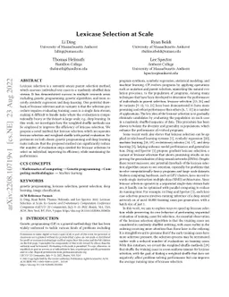 Lexicase Selection at Scale