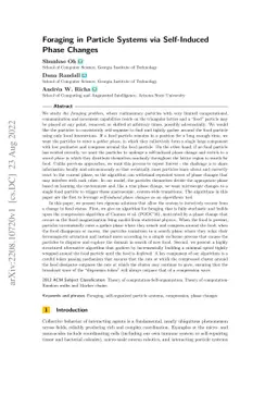 Foraging in Particle Systems via Self-Induced Phase Changes