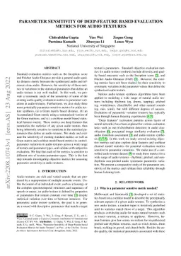 Parameter Sensitivity of Deep-Feature based Evaluation Metrics for Audio
  Textures