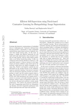 Efficient Self-Supervision using Patch-based Contrastive Learning for
  Histopathology Image Segmentation