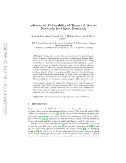 Adversarial Vulnerability of Temporal Feature Networks for Object
  Detection