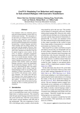 GenTUS: Simulating User Behaviour and Language in Task-oriented
  Dialogues with Generative Transformers