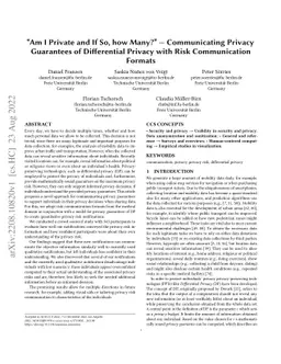 "Am I Private and If So, how Many?" - Communicating Privacy Guarantees
  of Differential Privacy with Risk Communication Formats