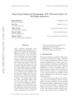 Improving Computed Tomography (CT) Reconstruction via 3D Shape Induction