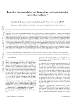 Learning linear modules in a dynamic network with missing node
  observations