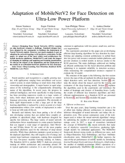 Adaptation of MobileNetV2 for Face Detection on Ultra-Low Power Platform