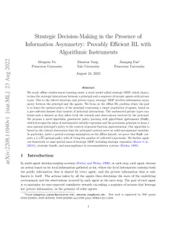 Strategic Decision-Making in the Presence of Information Asymmetry:
  Provably Efficient RL with Algorithmic Instruments
