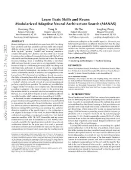 Learn Basic Skills and Reuse: Modularized Adaptive Neural Architecture
  Search (MANAS)