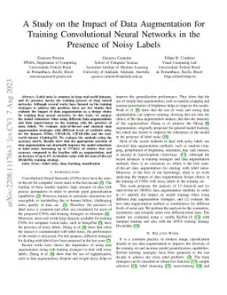A Study on the Impact of Data Augmentation for Training Convolutional
  Neural Networks in the Presence of Noisy Labels