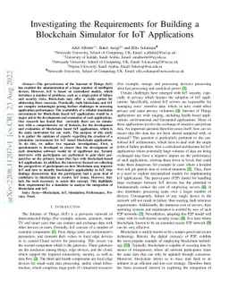 Investigating the Requirements for Building a Blockchain Simulator for
  IoT Applications