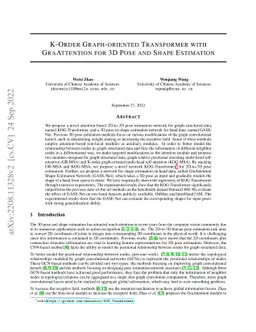 K-Order Graph-oriented Transformer with GraAttention for 3D Pose and
  Shape Estimation