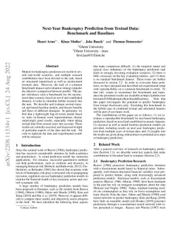 Next-Year Bankruptcy Prediction from Textual Data: Benchmark and
  Baselines
