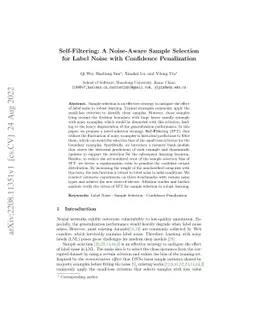 Self-Filtering: A Noise-Aware Sample Selection for Label Noise with
  Confidence Penalization