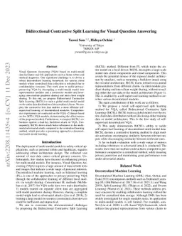 Bidirectional Contrastive Split Learning for Visual Question Answering