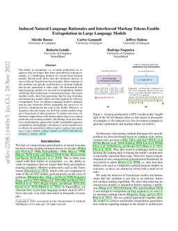 Induced Natural Language Rationales and Interleaved Markup Tokens Enable
  Extrapolation in Large Language Models