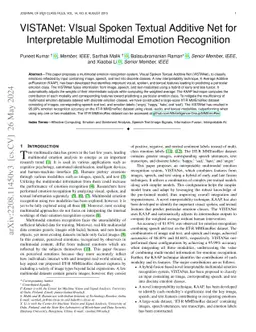 VISTANet: VIsual Spoken Textual Additive Net for Interpretable Multimodal Emotion Recognition