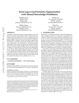 Semi-supervised Semantic Segmentation with Mutual Knowledge Distillation