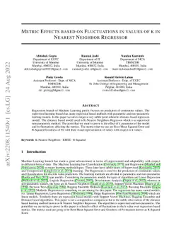 Metric Effects based on Fluctuations in values of k in Nearest Neighbor
  Regressor