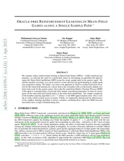 Oracle-free Reinforcement Learning in Mean-Field Games along a Single
  Sample Path