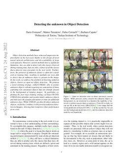 Detecting the unknown in Object Detection