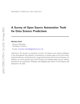 A Survey of Open Source Automation Tools for Data Science Predictions