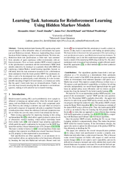 Learning Task Automata for Reinforcement Learning using Hidden Markov
  Models