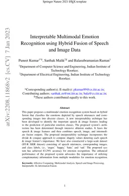 Interpretable Multimodal Emotion Recognition using Hybrid Fusion of
  Speech and Image Data