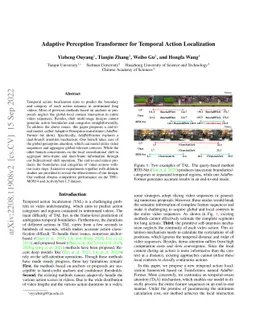 Adaptive Perception Transformer for Temporal Action Localization