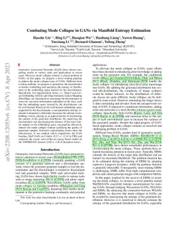 Combating Mode Collapse in GANs via Manifold Entropy Estimation