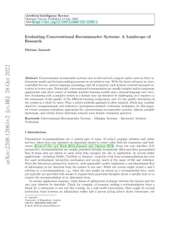 Evaluating Conversational Recommender Systems: A Landscape of Research