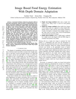 Image Based Food Energy Estimation With Depth Domain Adaptation