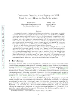 Community Detection in the Hypergraph SBM: Exact Recovery Given the
  Similarity Matrix