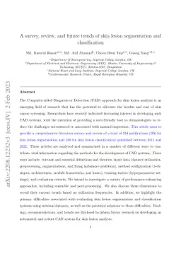 A survey, review, and future trends of skin lesion segmentation and
  classification