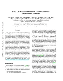 MaskCLIP: Masked Self-Distillation Advances Contrastive Language-Image
  Pretraining
