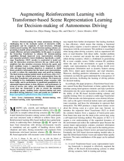 Augmenting Reinforcement Learning with Transformer-based Scene
  Representation Learning for Decision-making of Autonomous Driving