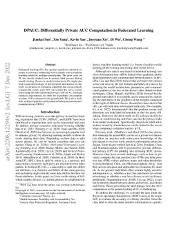 DPAUC: Differentially Private AUC Computation in Federated Learning