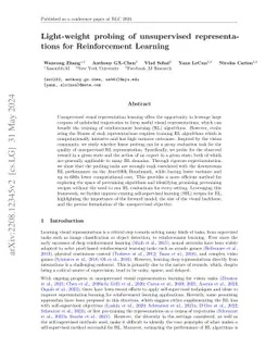 Light-weight probing of unsupervised representations for Reinforcement
  Learning