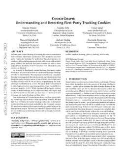 COOKIEGRAPH: Understanding and Detecting First-Party Tracking Cookies