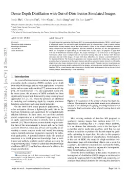 Dense Depth Distillation with Out-of-Distribution Simulated Images