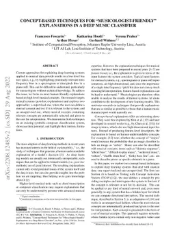 Concept-Based Techniques for "Musicologist-friendly" Explanations in a
  Deep Music Classifier