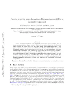 Geostatistics for large datasets on Riemannian manifolds: a matrix-free
  approach