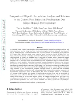 Perspective-1-Ellipsoid: Formulation, Analysis and Solutions of the
  Camera Pose Estimation Problem from One Ellipse-Ellipsoid Correspondence