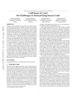 I still know it's you! On Challenges in Anonymizing Source Code