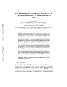 Can a Hebbian-like learning rule be avoiding the curse of dimensionality
  in sparse distributed data?