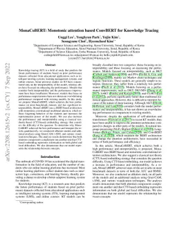 MonaCoBERT: Monotonic attention based ConvBERT for Knowledge Tracing